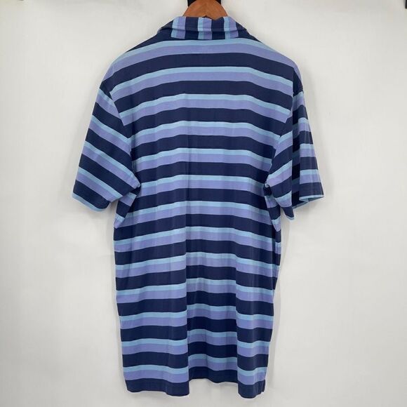 Peter Millar Men's Striped Quarter Button Polo Shirt Blue & Purple Size L - Picture 4 of 5